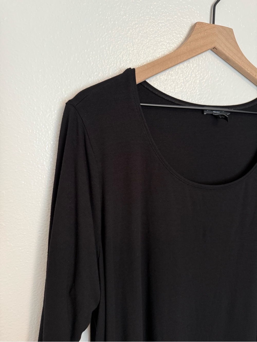 Eileen Fisher - Viscose Jersey Knit Crew Neck Elbow Sleeve Black Tunic Top - 3X - Picture 7 of 13